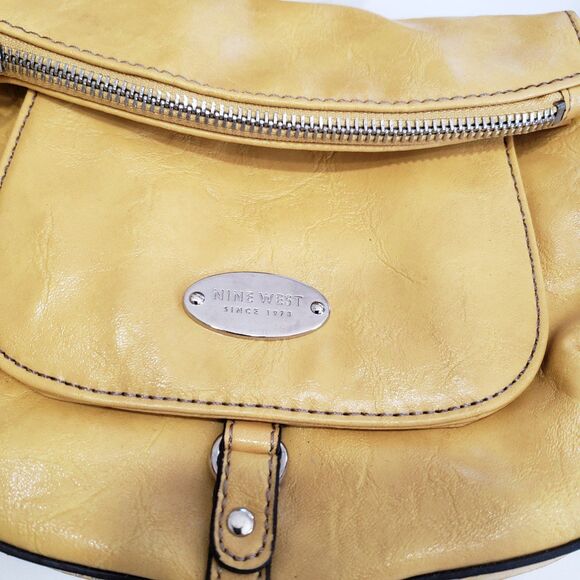 Nine West Woman's Yellow Faux Leather Crossbody Purse - Picture 2 of 9